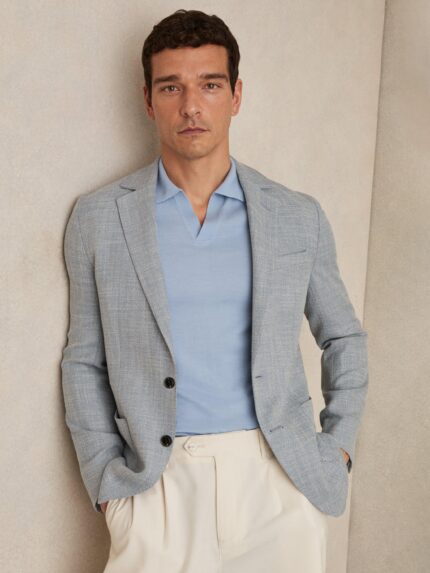 Reiss Aphrodite Single Breasted Blazer, Soft Blue