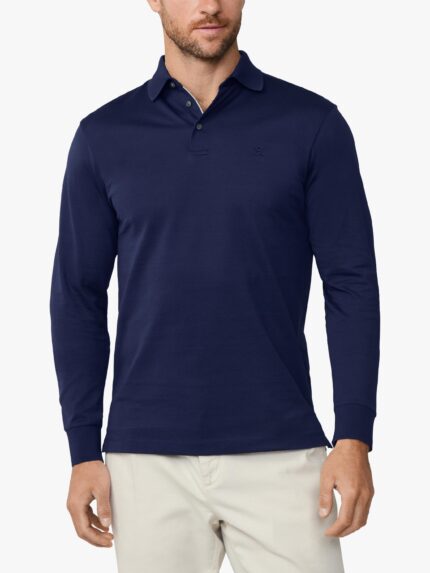 Hackett London Cotton Long Sleeve Polo Shirt