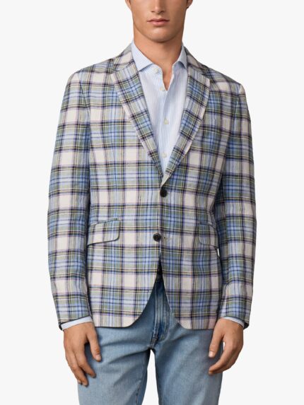 Hackett London Pure Linen Check Blazer, Multi